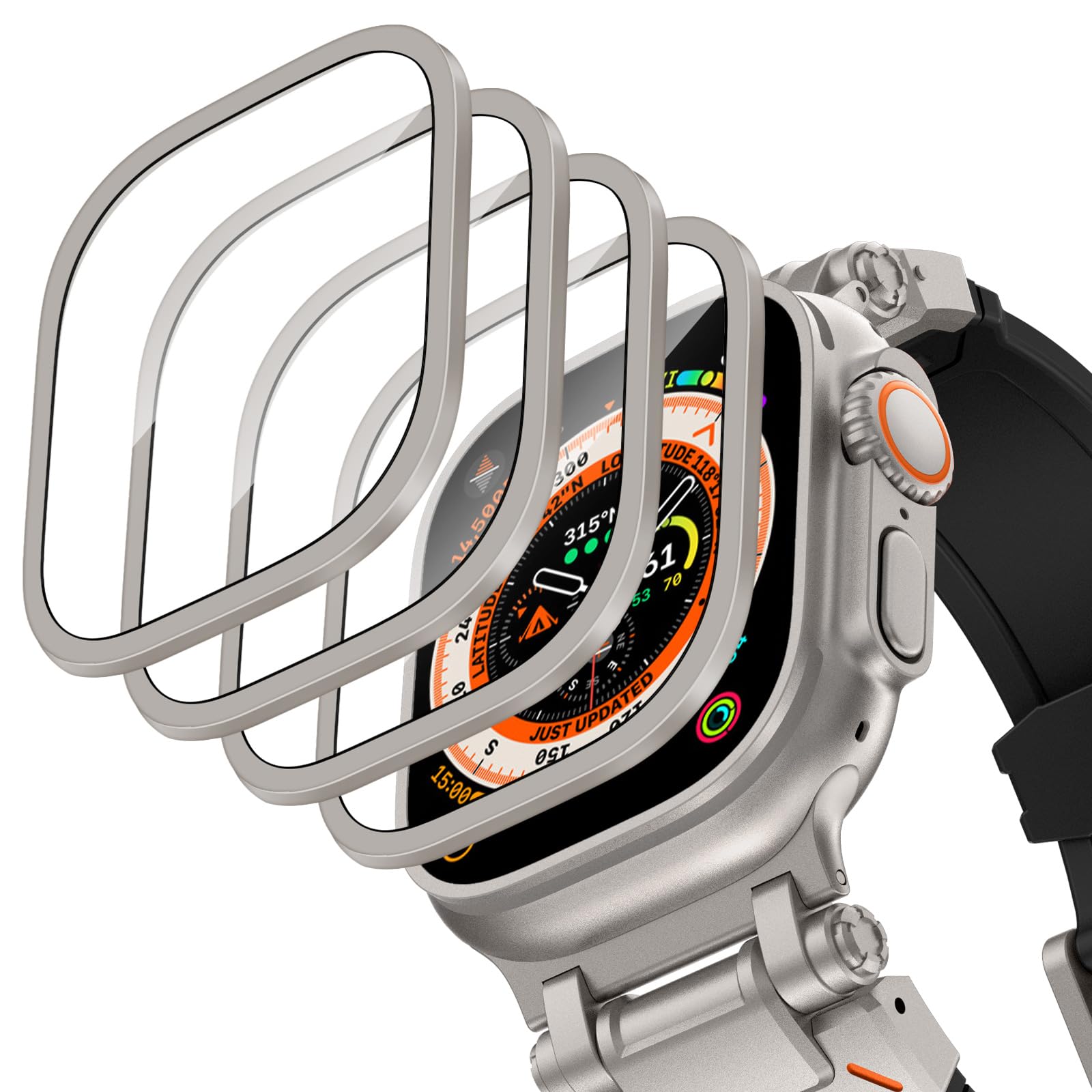 Smartwatch Case - Aluminium Alloy Case+Tempered Glass for Apple