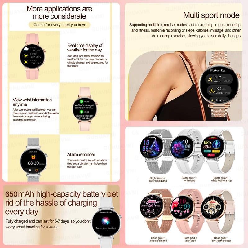 جديد 1.27 بوصة ساعة ذكية للنسا - مراجعة Smartwatch Custom وسعره