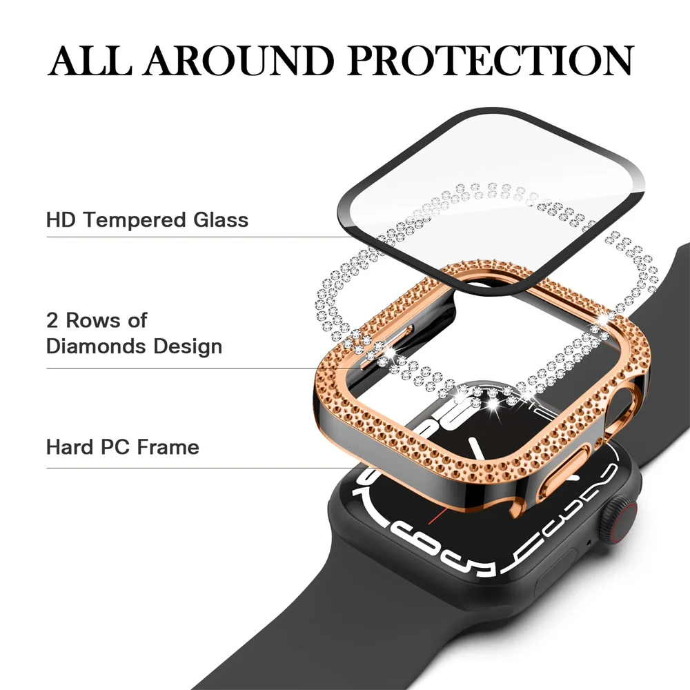 غطاء الماس لساعة أبل 45 مللي م - مراجعة Smartwatch Band Accessories وسعره