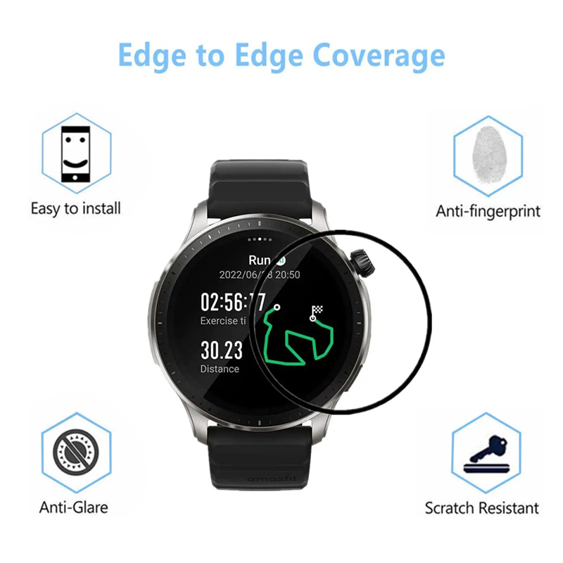 غشاء منحني عالي الدقة مضاد للخ - مراجعة Amazfit Smartwatch Accessories وسعره