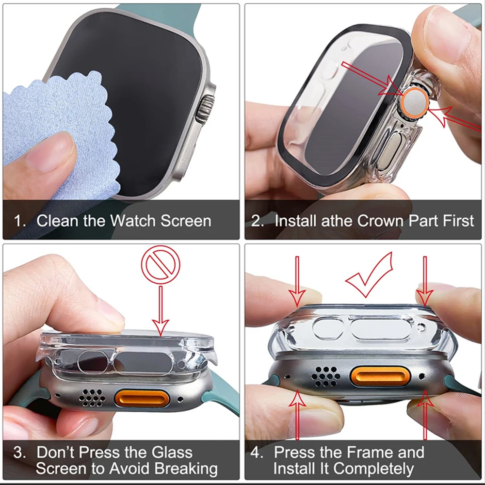 زجاج + حافظة لساعة أبل الترا 4 - مراجعة Smartwatch Band Accessories وسعره